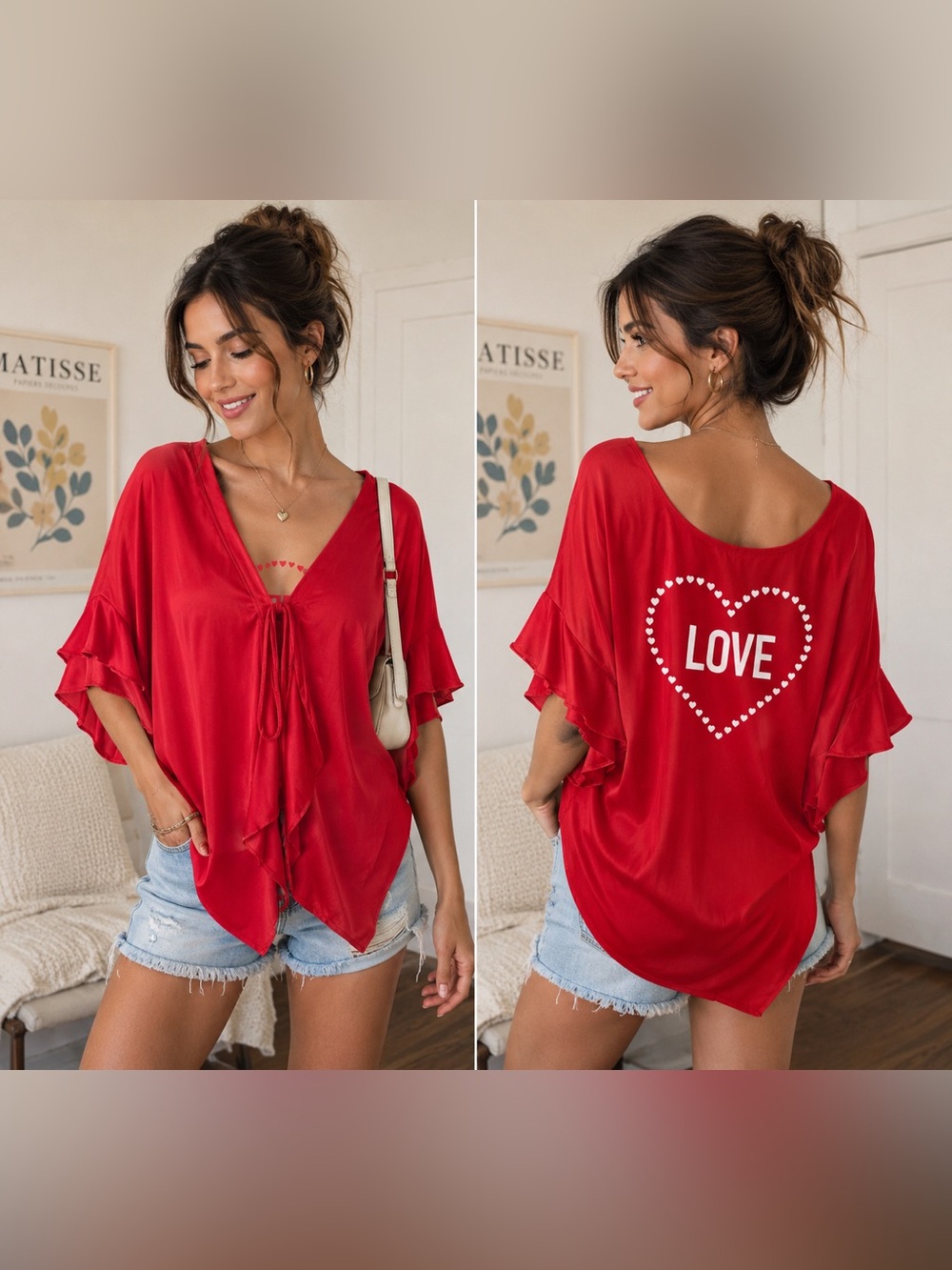 Victoria’s Secret Red Satin Love Cover-Up Top | One Size